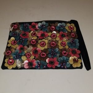 Micky London Beaded Flower Wristlet  NWT